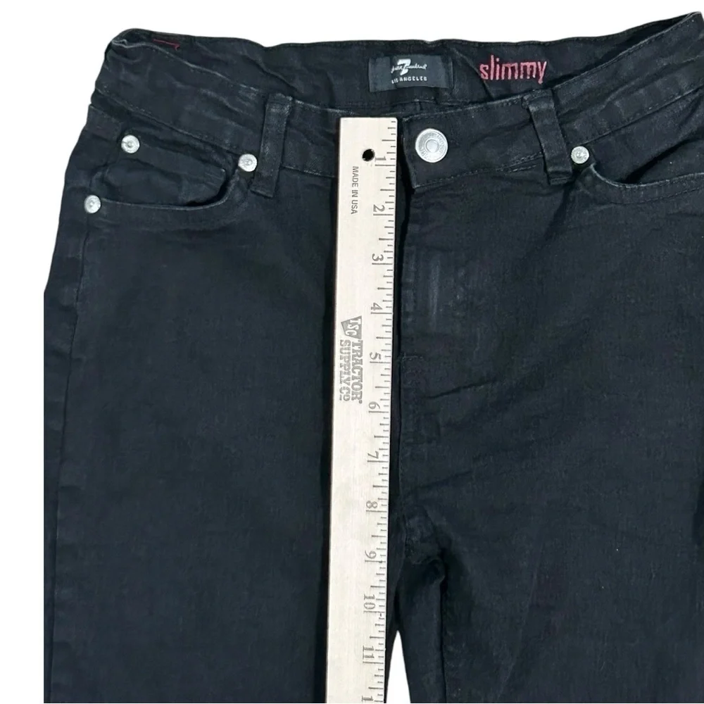7 For All Man Kind Girls Jeans‎ Size 14 Slimmy Black Denim Adjustable Waist